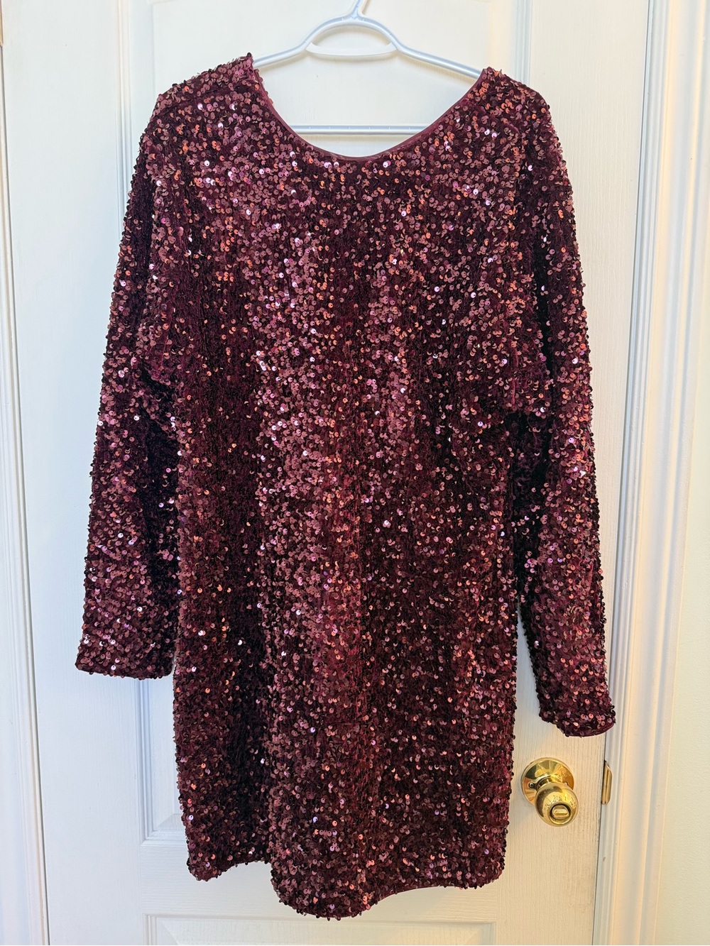 H&M Mama Sequin Long Sleeve Dress - Burgundy